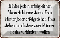 Blechschild 12X18 Cm Hinter Jedem Mann Steht Frau MäNner Frauen Spruch Zitat Dek
