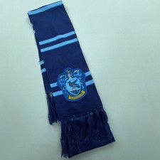 Harry Potter Scarf Unisex Ravenclaw Crest Knit Navy Blue Striped Fringe 2022