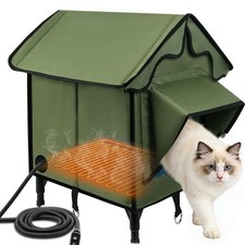 Heated Cat House for Outside, Winter Insulated Cats House with Heated Pad,