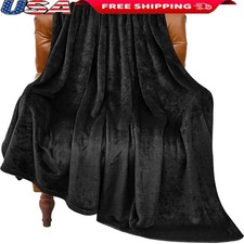 Double-Sided Fleece Blanket Soft Cozy Warm Versatile Camping Couch Travel New