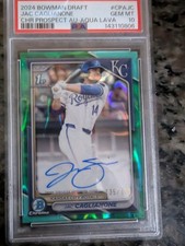 2024 Bowman Draft - Chrome Prospect Autographs Jac Caglianone  Aqua Lava PSA 10.