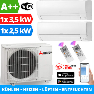 Mitsubishi Klimaanlage Multisplit 1x 2,5kW + 1x 3,5kW + MXZ-2HA40VF Klima WLAN