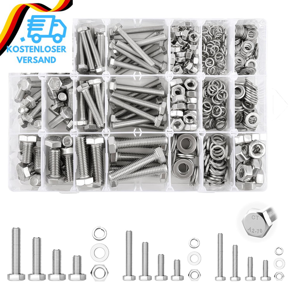M5 M6 M8 Sechskantschrauben Set 454 StüCk, Edelstahl A2 Schrauben Set Mit Mutter-image