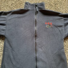 Vintage Team USA Olympics Fleece Zip-up Jacket Men s L Slate Embroidered