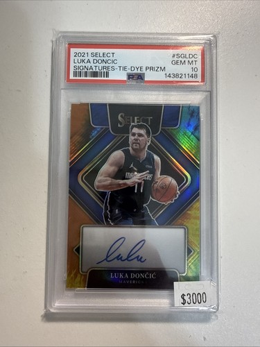2021 Panini Select Luka Doncic Signatures Tie-Dye Prizm Auto #/25 Lakers PSA 10
