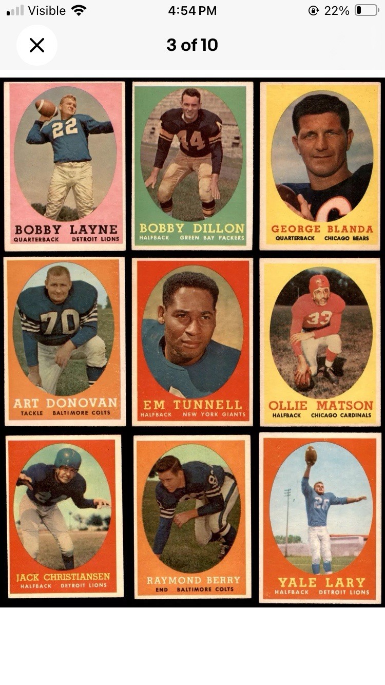 Topps 1958 NFL Entire 132 Card Set. Jim Brown Rookie Card (#62), PSA Grade “4”  view 4