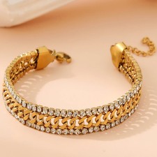 Tennis Bracelet with Cubic Zirconia 18K Gold Plated Stainless Steel Bracelet Hyp