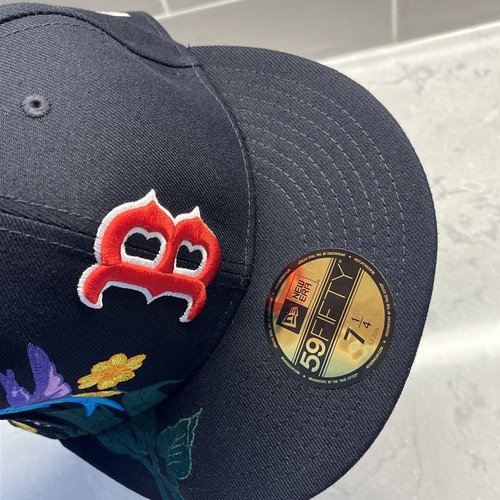Boston Red Sox New Era Navy Blooming 59FIFTY Fitted Hat Size 7 1/4 NEW MLB - Picture 6 of 24