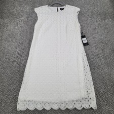 Jones New York White Crochet Lace Sleeveless Shift Dress Womens Small NWT