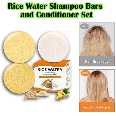 Rice Water Shampoo and Conditioner Bar Pack 3 - Hair Growth, Thickening,... NEW