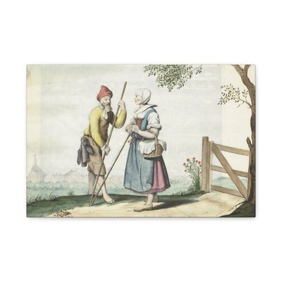 Gesina ter Borch , Zwolle - Boerenpaar in gesprek - 1654 - Canvas Wall Art