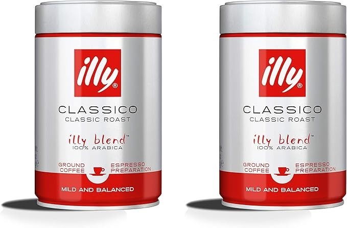 Illy Ground Coffee ( Classico Medium - Perfectly Roasted Coffee ) - 2 Cans