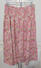 Adrienne Vittadini Maxi Cotton Skirt Medium Pull On Floral Pink Elastic Waist