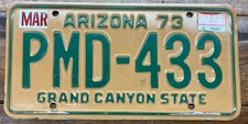 1973-80 Arizona License Plate Pmd 433 Cool Digits Pontiac Motor Division Mvd Ok 1973-80 Arizona License Plate Pmd 433 Cool Digits Pontiac Motor Division Mvd Ok