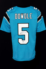 RICO DOWDLE AUTOGRAPHED CUSTOM CAROLINA PANTHERS TEAL JERSEY COA BECKETT