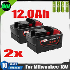 2Pack 12AH 18V Battery For Milwaukee for M18 Li-ion Extended Capacity 48-11-1860