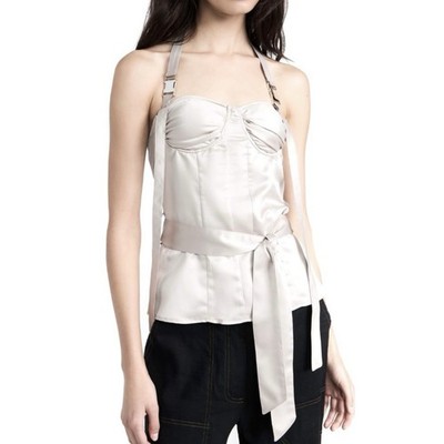 $490 NEW ROKH BEIGE BUSTIER HALTER TOP FR 34, US 0