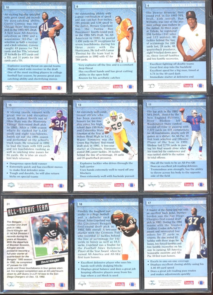 1993 Upper Deck Football, # 1 to # 530, U-PICK, NM/M, BB3 - Image 2 of 2