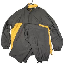 VTG 90's Head Mens Track Suit Windbreaker Jacket Pants Set Black Yellow XL