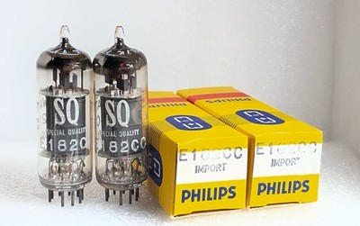 New matched pair E182CC 7119 tubes Philips Miniwatt SQ quality D-getter