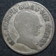 Bavaria 6 Kreuzer Coin 1807 KM# 686 Bayern German States Silver .333 Six