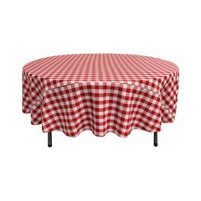 Poly Checkered Round Tablecloth 90 Inch Red/White Dining Party Decoration