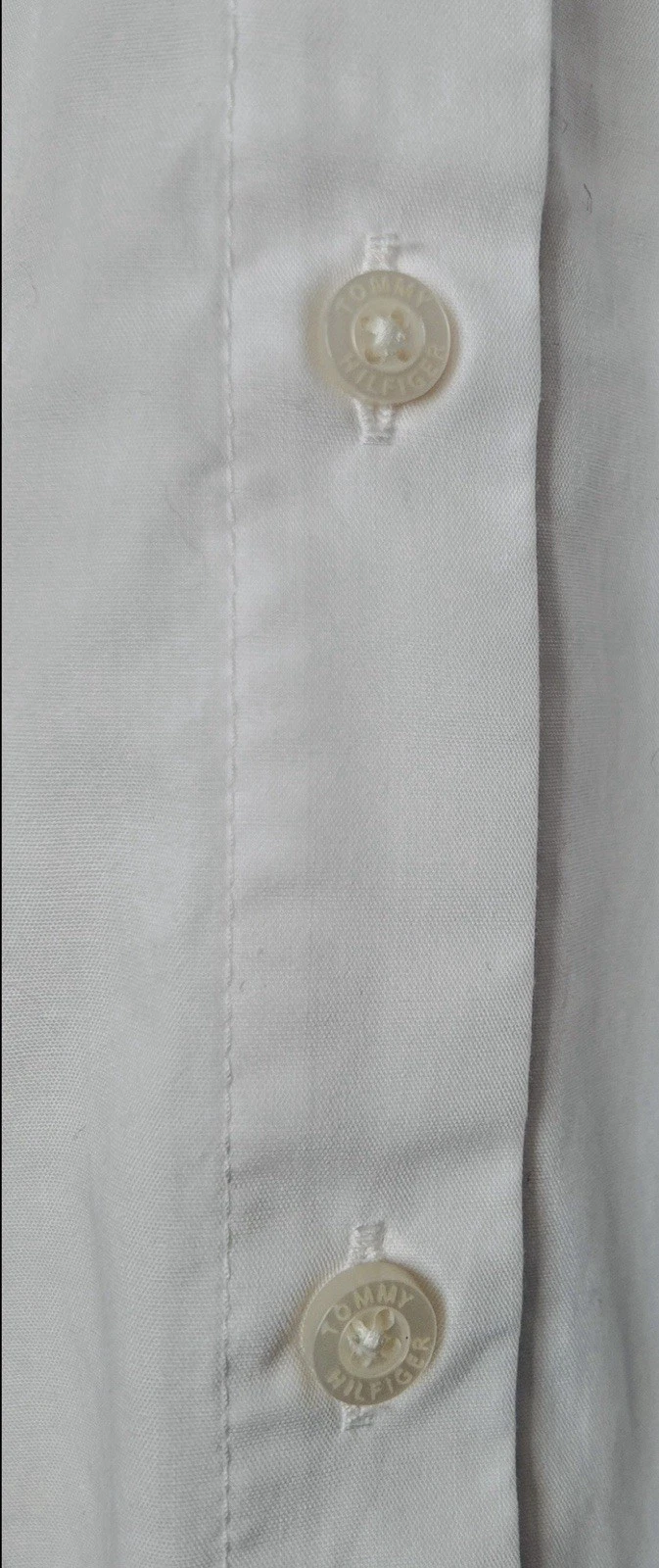 Tommy Hilfiger White Button Down Shirt Size M Roll Tab Long Sleeve Popover image 5