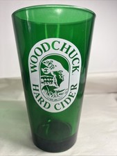 Vintage Woodchuck Hard Cider Logo Emerald Green Pint Beer Glass