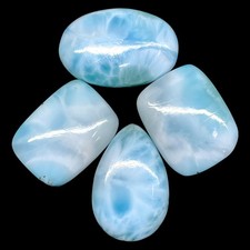 4 Pcs Natural Larimar 21-25mm Mix Shapes Loose Cabochon Untreated Gemstones Lot