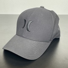 Hurley Yupoong FlexFit Baseball Cap Black Mens Sz S/M Stretch Logo Embroidered