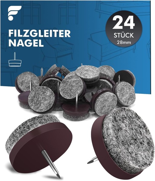 24 StüCk Filzgleiter FüR StüHle - Ø 28Mm Stuhl Filzgleiter Nagel | MöBelgleiter-image