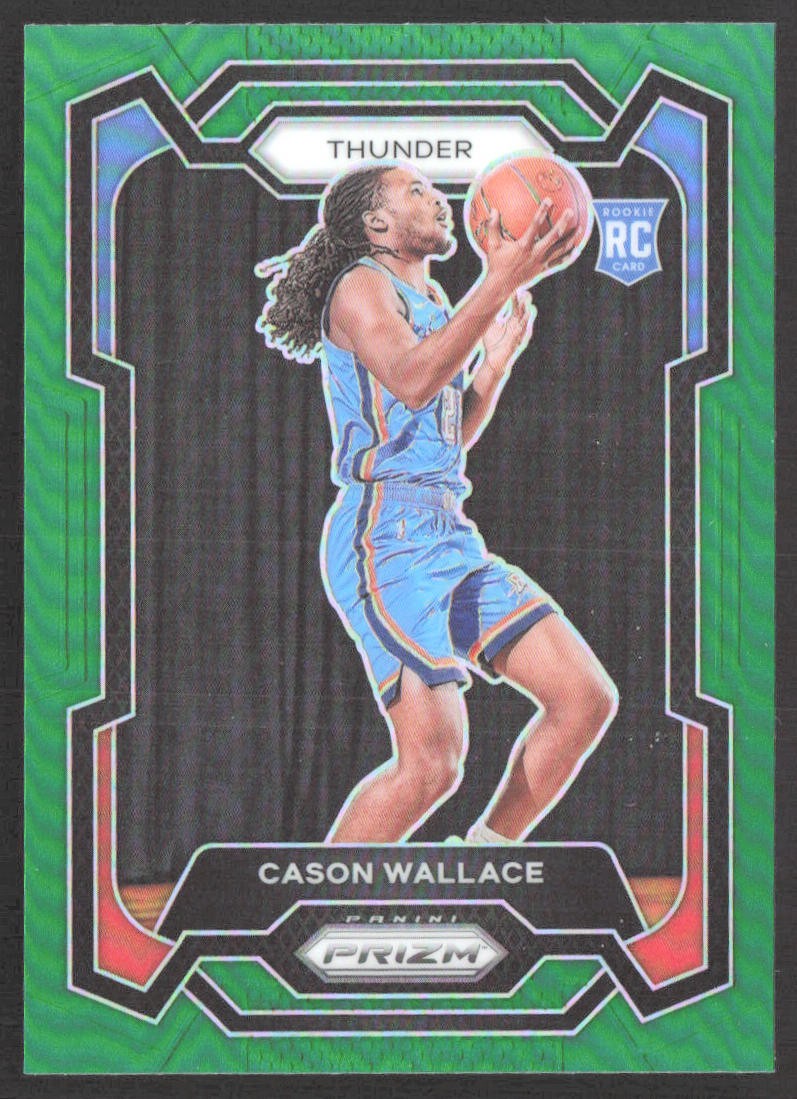 Cason Wallace 2023-24 Panini Prizm Green Prizm #139 RC Oklahoma City Thunder