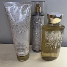 Bath Body Works Satin Slippers Fragrance Mist, Body Cream Body Wash - 3 Pc.