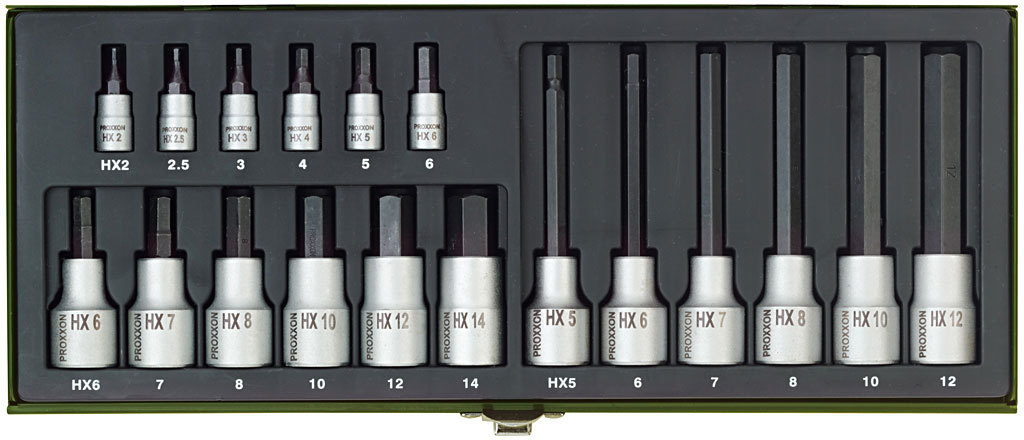 PROXXON Set per viti a brugola HEX da 1/2" e 1/4" 18...