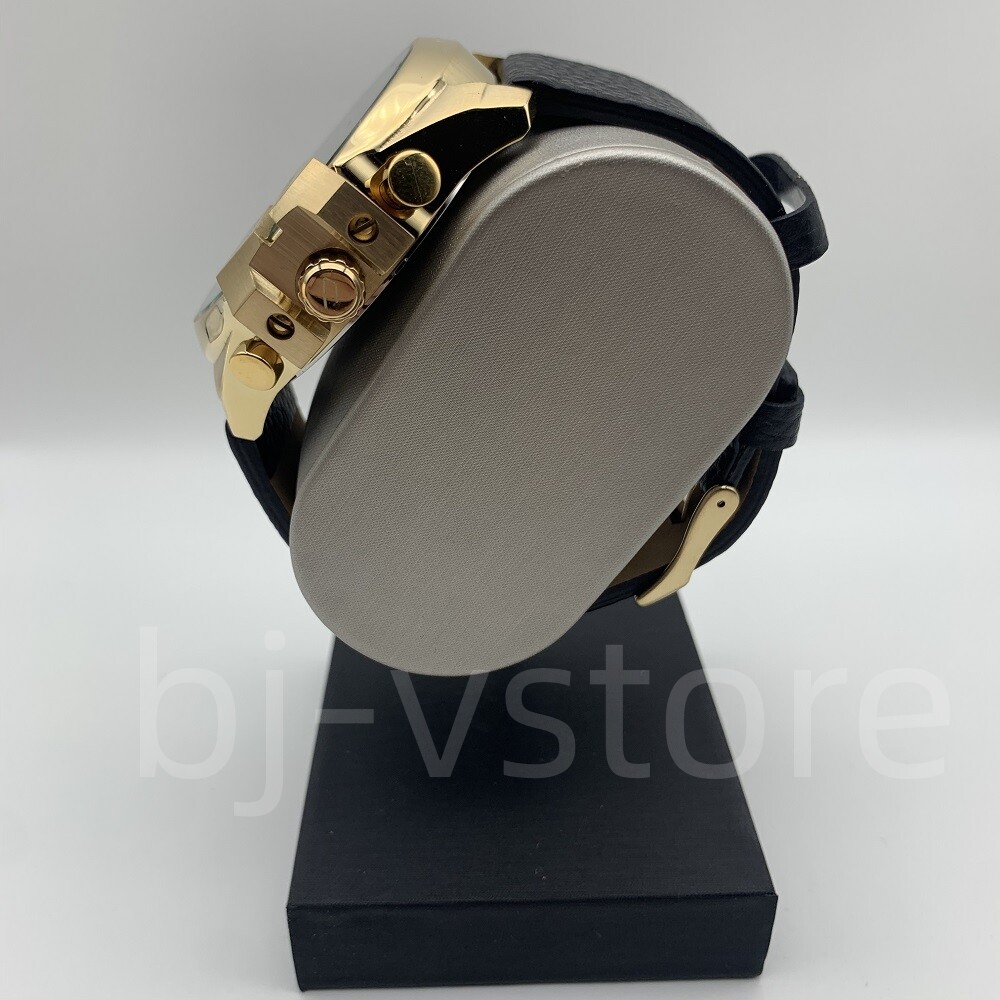 Diesel DZ4344 Mega Chief Chronograph Gold Case Black Leather Strap