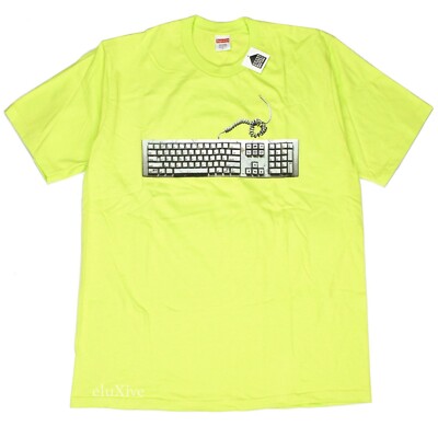 NWT Supreme NY Men's Keyboard Logo T-Shirt Tee Neon Lime Green