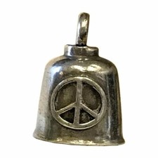 Pewter Motorcycle Gremlin Bell Peace Sign Hippy 60's 70's Made in the USA