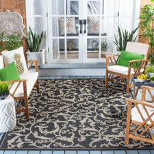 SAFAVIEH Indoor Outdoor CY2653-3908 Courtyard Black / Sand Rug