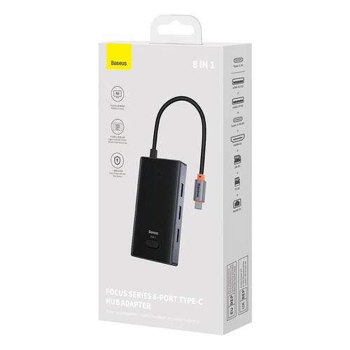 Baseus 8-In-1 USB Type-C Hub Docking Station Adapter 4K HDMI RJ45 Triple Display - Picture 8 of 8