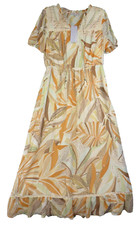 NWT Anthropologie x Daniel Rainn Peasant Maxi Dress Boho Tan/Orange Size Large L