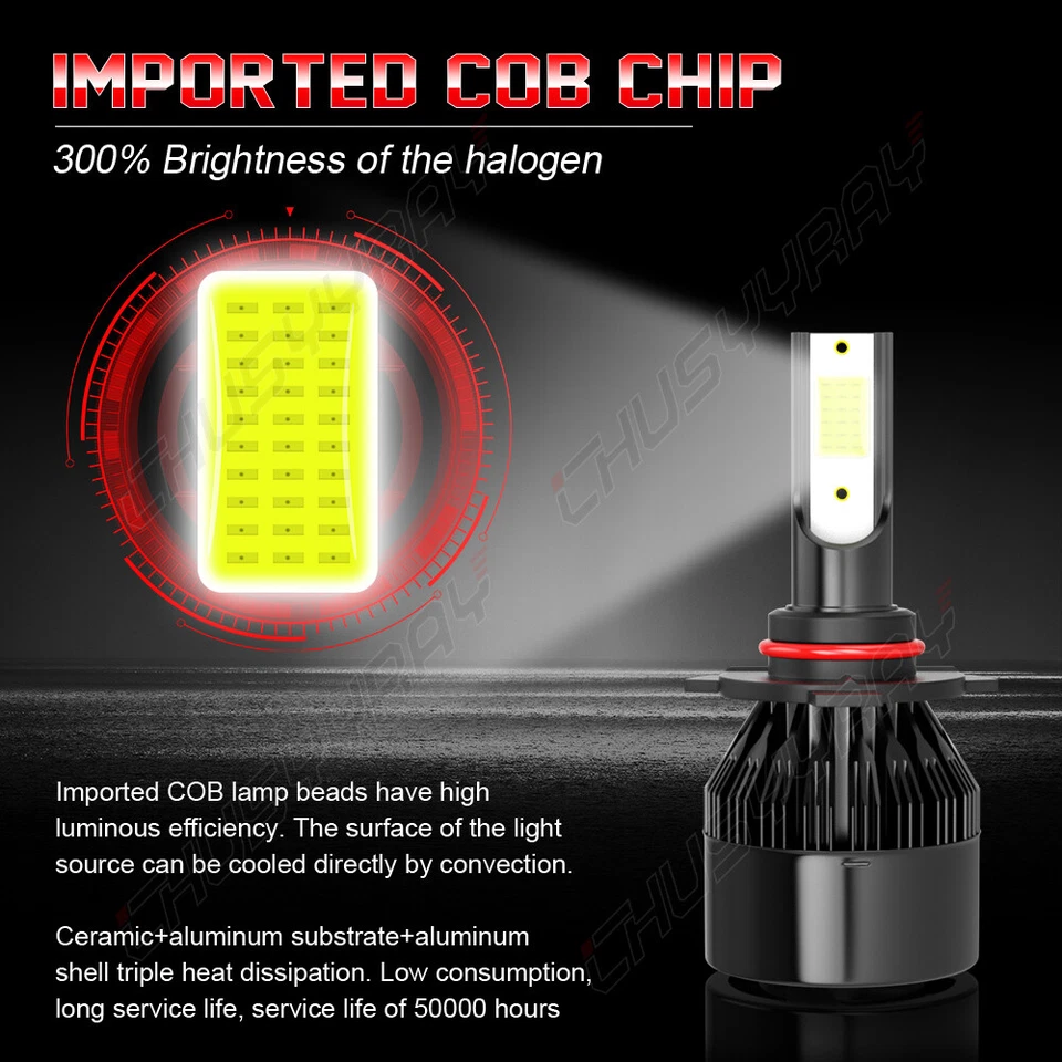 For Jeep Compass 2011 2012 2013 - 6000K LED Headlight + Fog Bulbs Combo Kit 6PCS - Image 3 of 4