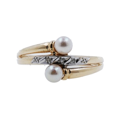 Akoya Zuchtperlen Ring 585 Gold 14 Kt Bicolor Diamant Damen Wert 690,- - Bild 4 von 8