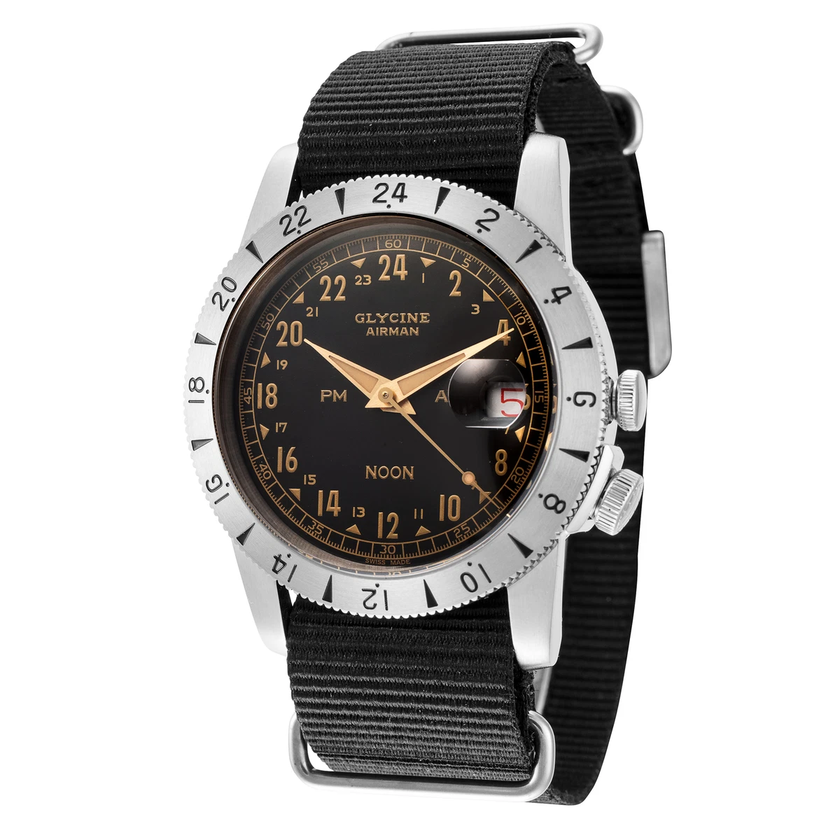 Glycine Men s GL0377 Airman Vintage Noon 40mm Automatic Watch eBay