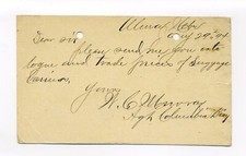 Nebraska 1890's business postcard, looking for supplies for Columbia Bicycles