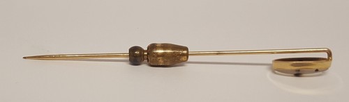 Antique Moss Agate 10k Gold Frame Stick Pin Spencer's Canada Jeweler Hinged Box - Picture 18 of 24