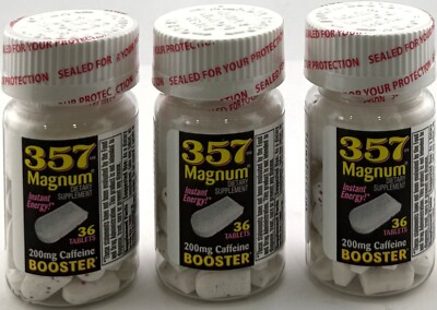 Super Magnum 357 Caffeine Tablet 3 Bottles of 36