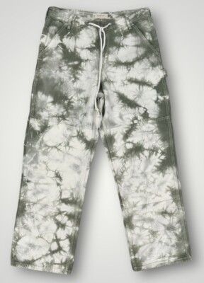 Lucky Brand Desert Stone Tie Dye Tie Waist Carpenter Denim Pants 6 / 28'' NEW