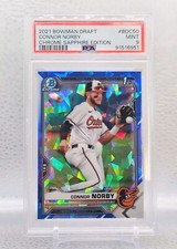 Connor Norby - 2021 Bowman Draft Chrome Sapphire Refractor RC (PSA MINT 9)