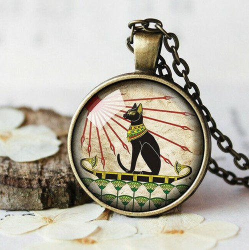 Egyptian Cat Necklace Pendant chain 