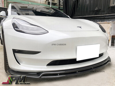 Fits 2017-2020 Tesla Model 3 MX Carbon Fiber CF Front Bumper Lip Splitter